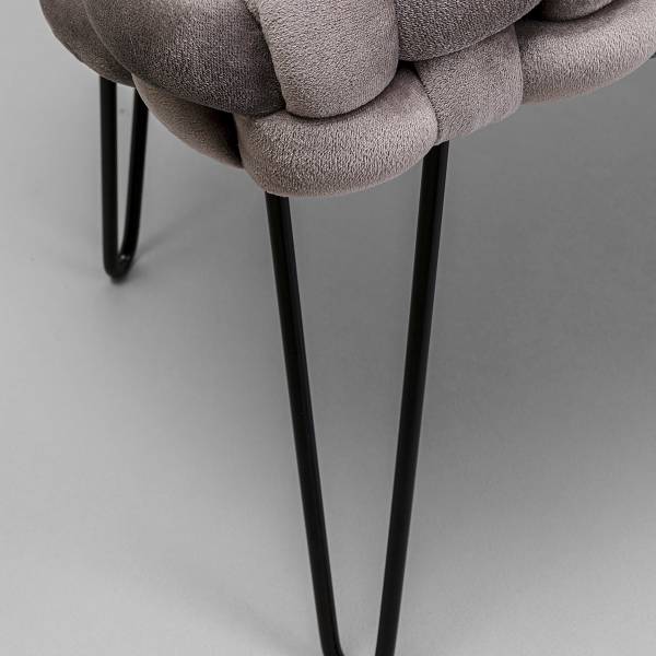 Banc rembourré Weave Argenté - 128 x 50 cm