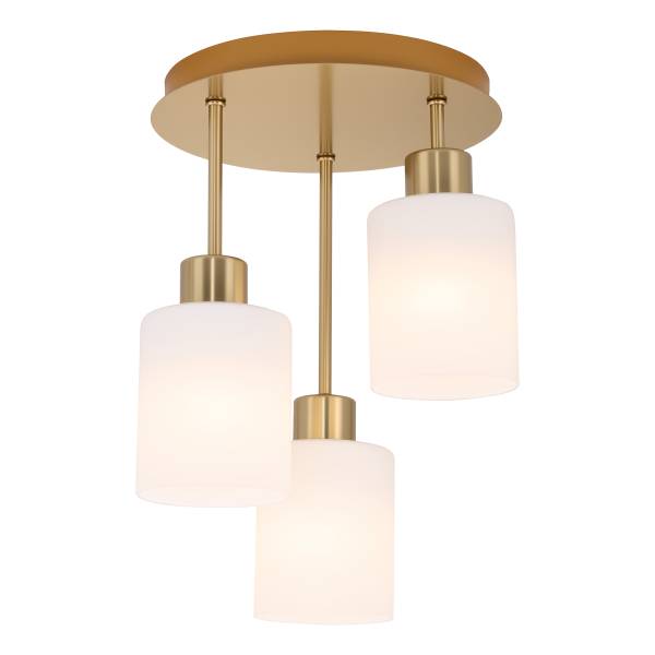 Hanglamp Polley gietijzer/melkglas - goudkleurig - Aantal lichtbronnen: 3