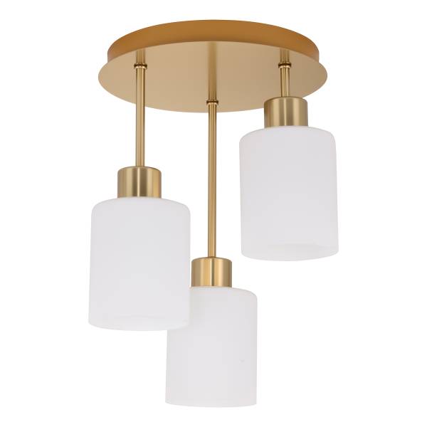 Hanglamp Polley gietijzer/melkglas - goudkleurig - Aantal lichtbronnen: 3