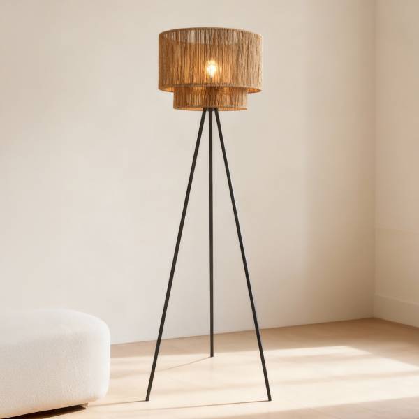 Lampada da terra Torbet Ferro pressofuso / Carta - Naturale - 1 punto luce