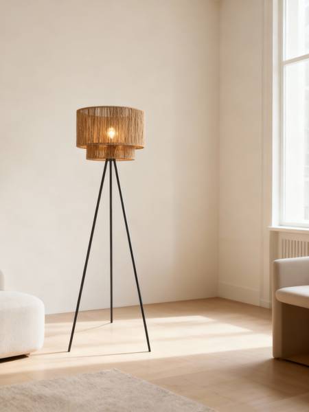 Lampada da terra Torbet Ferro pressofuso / Carta - Naturale - 1 punto luce