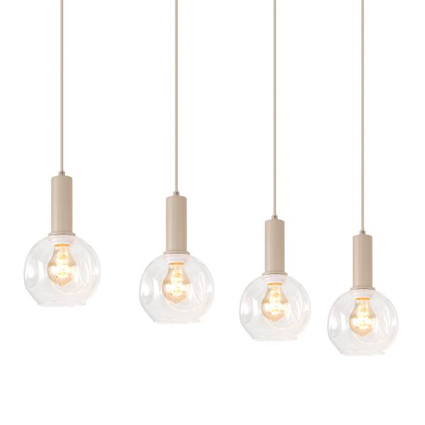 Pendelleuchte Bilman Gusseisen / Klarglas - Beige - 4-flammig