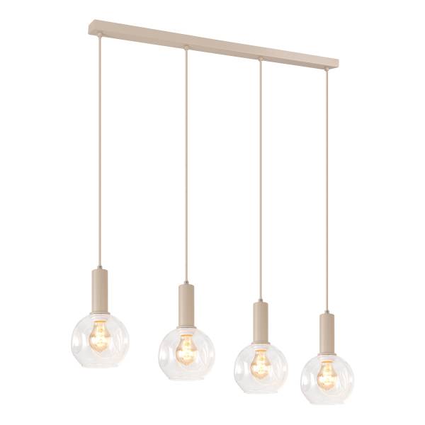 Pendelleuchte Bilman Gusseisen / Klarglas - Beige - 4-flammig