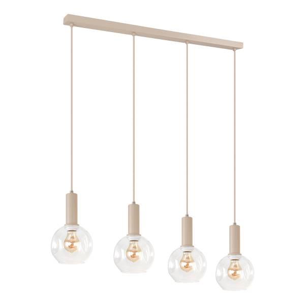 Pendelleuchte Bilman Gusseisen / Klarglas - Beige - 4-flammig