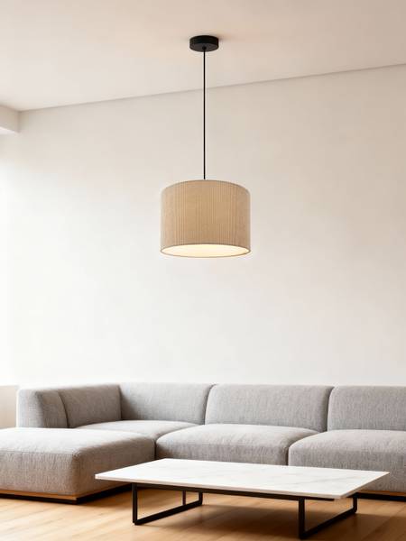 Hanglamp Coning rond gietijzer/fluweel - lichtbruin - Aantal lichtbronnen: 1