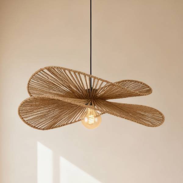 Pendelleuchte Fulger Gusseisen / Papier - Natur - 1-flammig