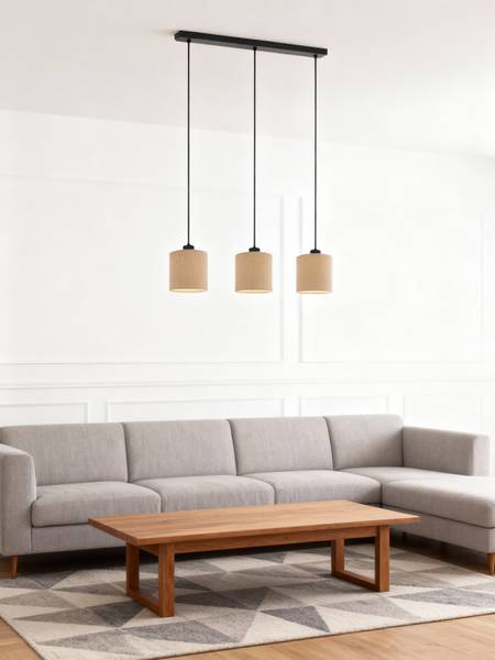 Hanglamp Coning gietijzer/fluweel - lichtbruin - 3-lichts