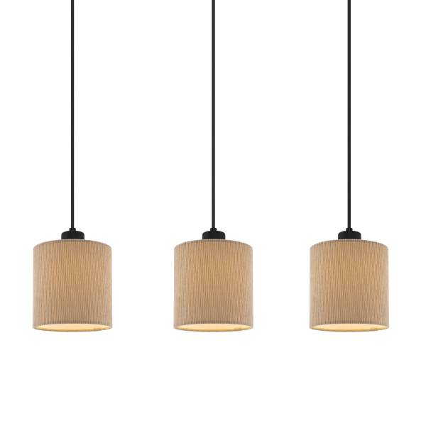 Hanglamp Coning gietijzer/fluweel - lichtbruin - 3-lichts