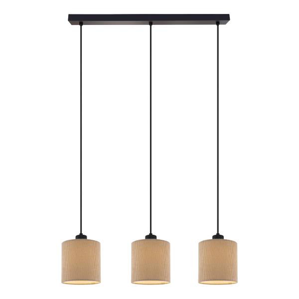 Hanglamp Coning gietijzer/fluweel - lichtbruin - 3-lichts