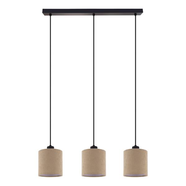 Hanglamp Coning gietijzer/fluweel - lichtbruin - 3-lichts
