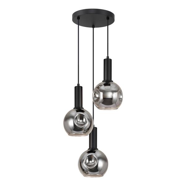 Hanglamp Ardeno rond gietijzer/rookglas - zwart - 3-lichts