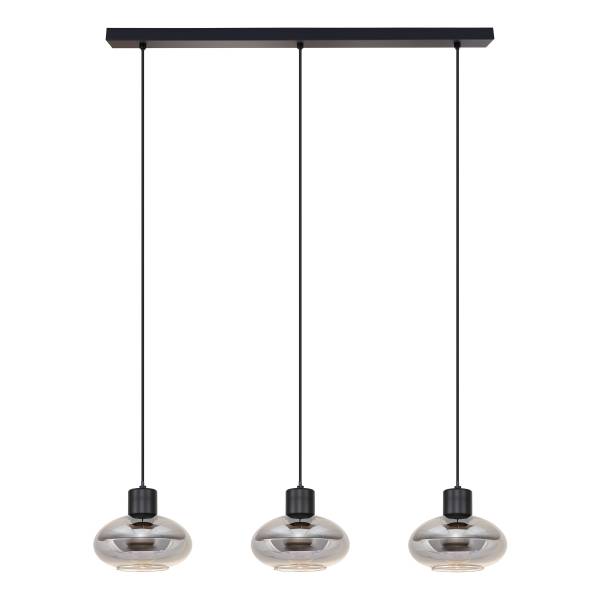 Pendelleuchte Laport Gusseisen / Rauchglas - Schwarz - 3-flammig