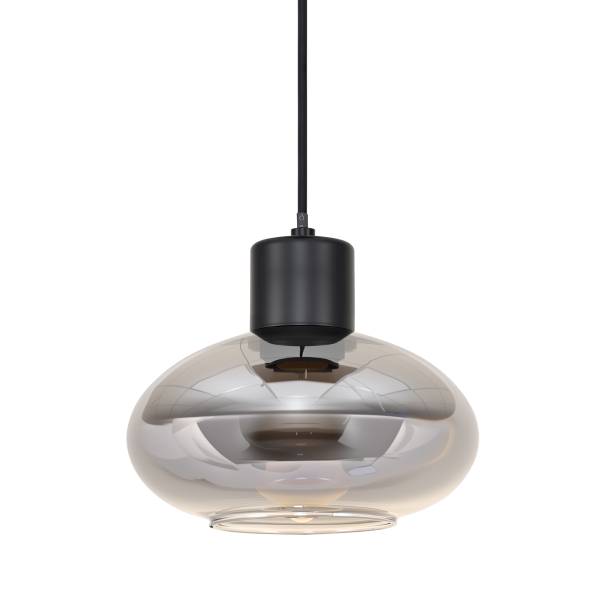 Pendelleuchte Laport Gusseisen / Rauchglas - Schwarz - 3-flammig