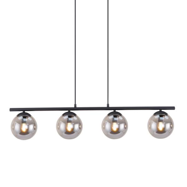 Lampada a sospensione Hasley Ferro pressofuso / Vetro fumé - Nero - 4 punti luce
