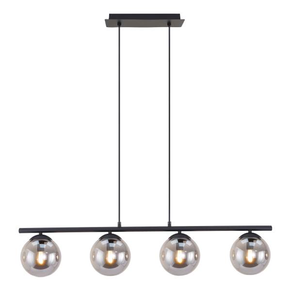 Lampada a sospensione Hasley Ferro pressofuso / Vetro fumé - Nero - 4 punti luce