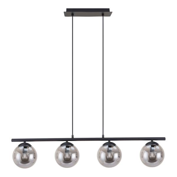 Lampada a sospensione Hasley Ferro pressofuso / Vetro fumé - Nero - 4 punti luce