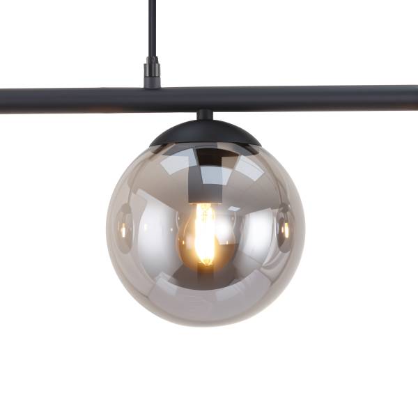Lampada a sospensione Hasley Ferro pressofuso / Vetro fumé - Nero - 4 punti luce