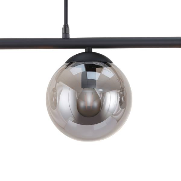 Lampada a sospensione Hasley Ferro pressofuso / Vetro fumé - Nero - 4 punti luce