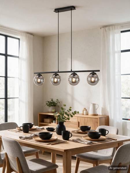 Lampada a sospensione Hasley Ferro pressofuso / Vetro fumé - Nero - 4 punti luce