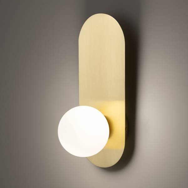Wandleuchte Bao Milchglas / Mischmetall - 1-flammig - Gold