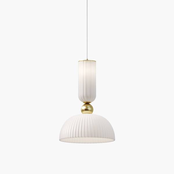 Lampada a sospensione LED Antic Vetro opale / Mischmetal - 1 punto luce - Bianco
