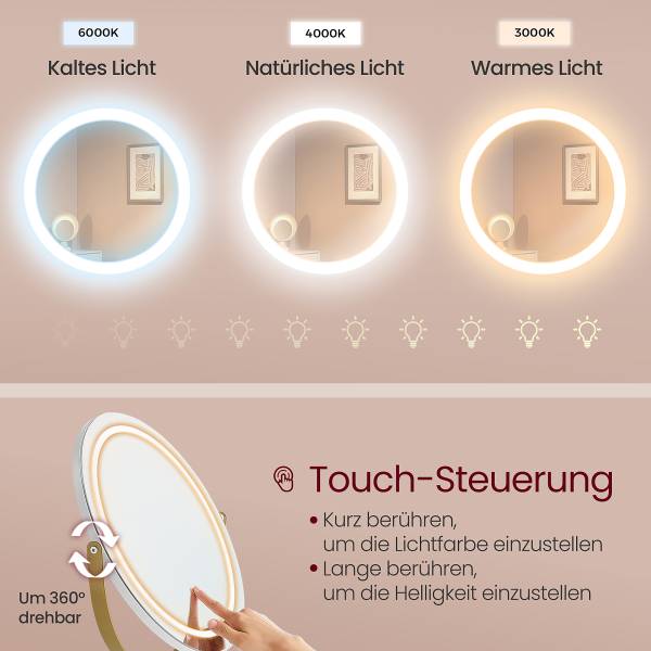 Kaptafel met verlichting Millak fluweel - wit/goudkleurig - Breedte: 100 cm