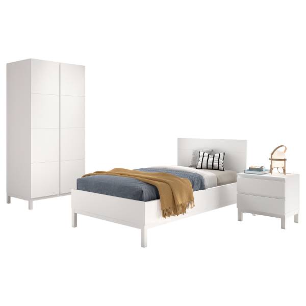 Kinderzimmerset Eva 3-teilig Weiß - Breite: 99 cm
