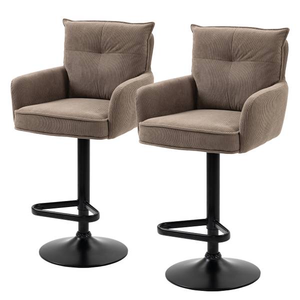 Drehbarer Barstuhl DIDRIP 2er-Set Höhenverstellbar - Braun - Teller