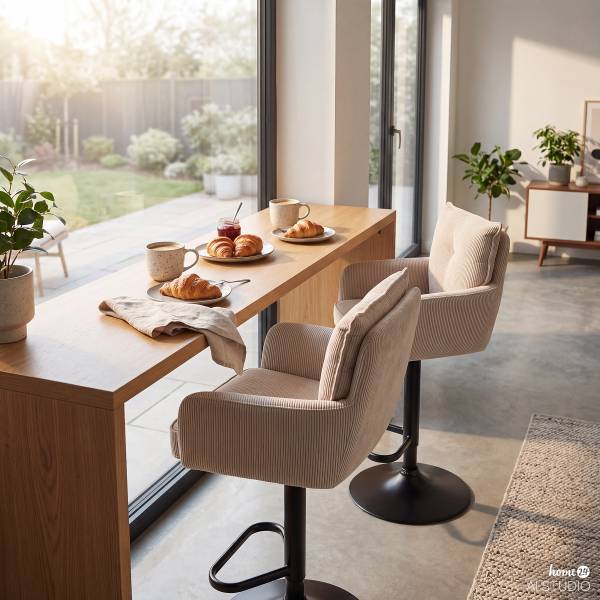 Drehbarer Barstuhl DIDRIP 2er-Set Höhenverstellbar - Cappuccino - Teller