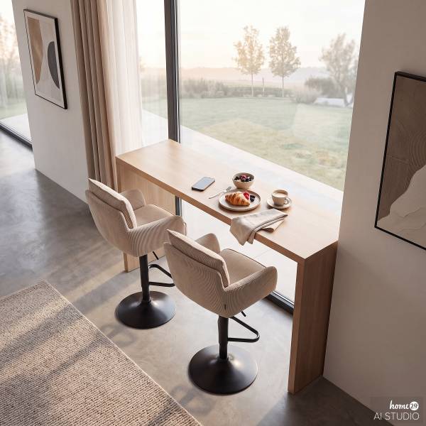 Drehbarer Barstuhl DIDRIP 2er-Set Höhenverstellbar - Cappuccino - Teller