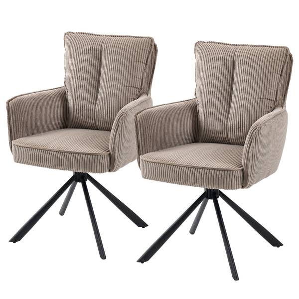 Drehbarer Armlehnenstuhl SALVIN 2er-Set Cappuccino