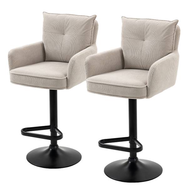Drehbarer Barstuhl DIDRIP 2er-Set Höhenverstellbar - Beige - Teller