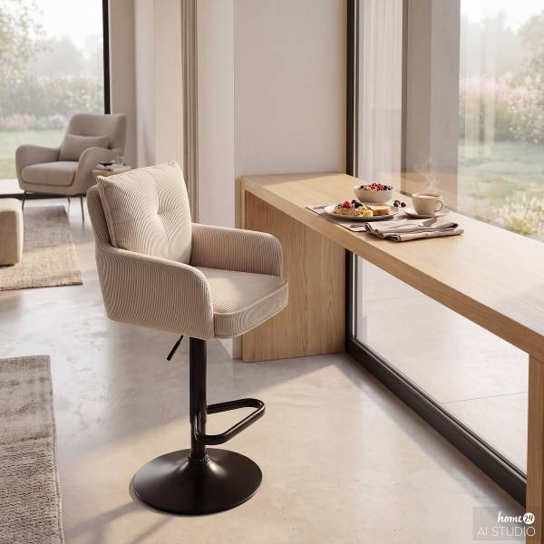 Drehbarer Barstuhl DIDRIP 2er-Set Höhenverstellbar - Beige - Teller