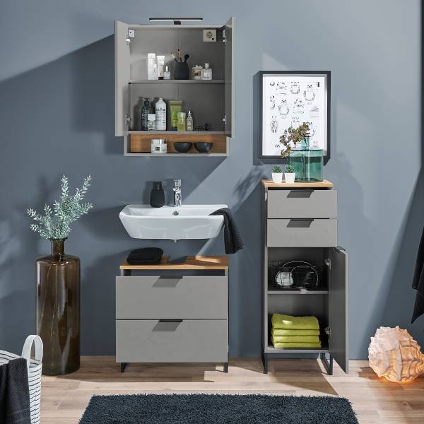 Set di 3 mobili da bagno Emporia A Grigio opaco