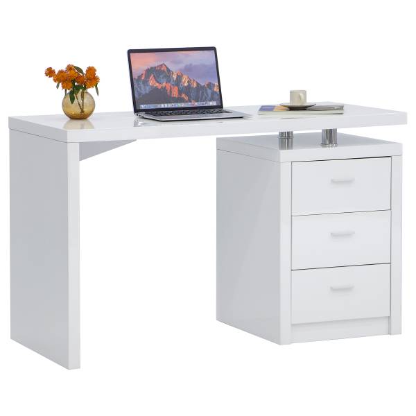 Schreibtisch Elewu Weiß - Holzwerkstoff - Metall - 120 x 76 x 55 cm
