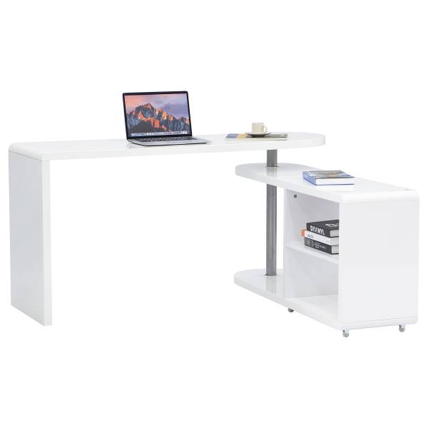 Bureau d'angle Riwes Blanc - Bois manufacturé - Métal - 145 x 75 x 50 cm