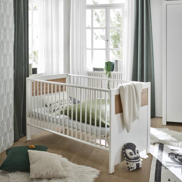 Babybett Ivia Weiß / Eiche Artisan Dekor