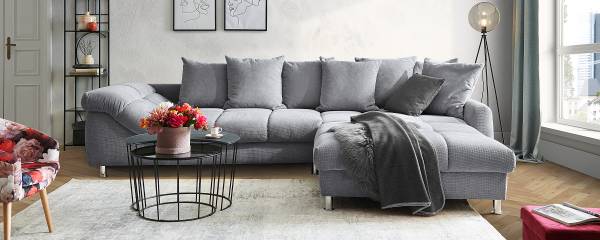 Divano con chaise longue Chicu Grigio