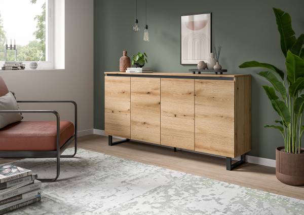 Dressoir Tomasa Evoke eikenhouten look - Breedte: 160 cm