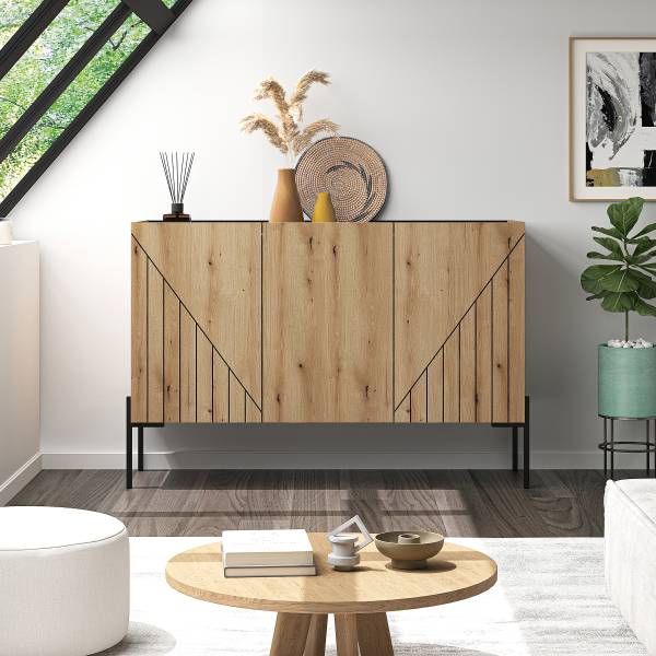 Sideboard Neo Eiche Evoke Dekor / Schwarz