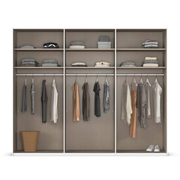 Schwebetürenschrank Scale Asteiche teilmassiv - Breite: 271 cm - Braun - Ohne Spiegeltür/-en