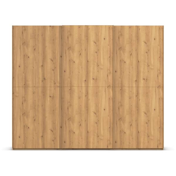 Schwebetürenschrank Scale Asteiche teilmassiv - Breite: 271 cm - Braun - Ohne Spiegeltür/-en