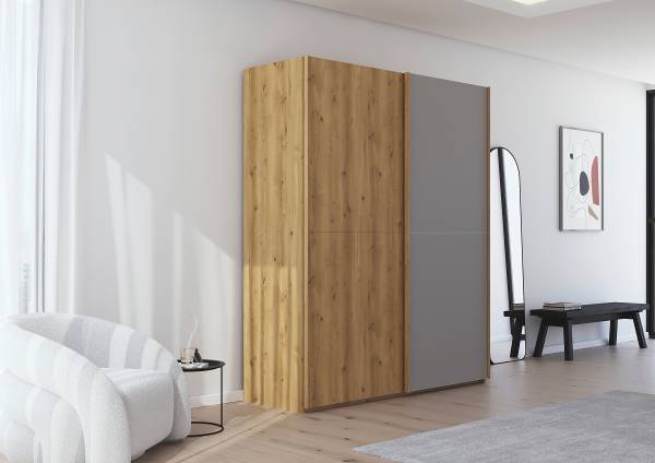 Schwebetürenschrank Scale mit Glas Matt Fango - Breite: 181 cm