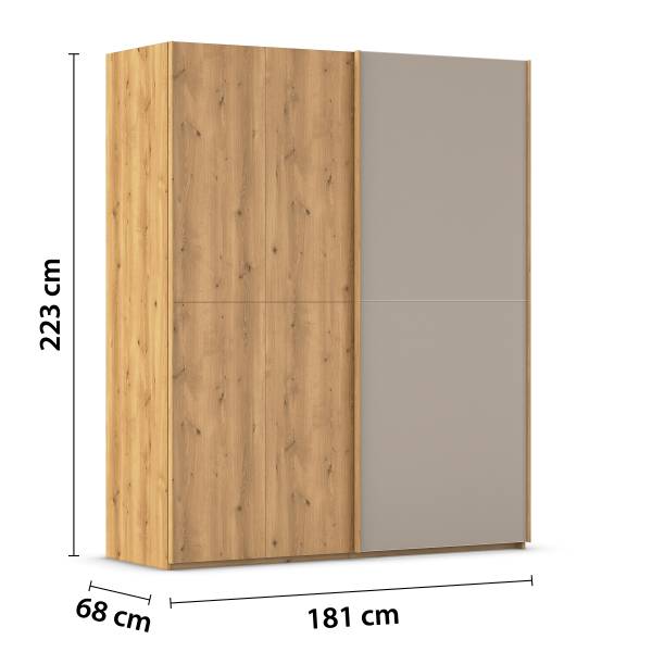 Schwebetürenschrank Scale mit Glas Matt Fango - Breite: 181 cm