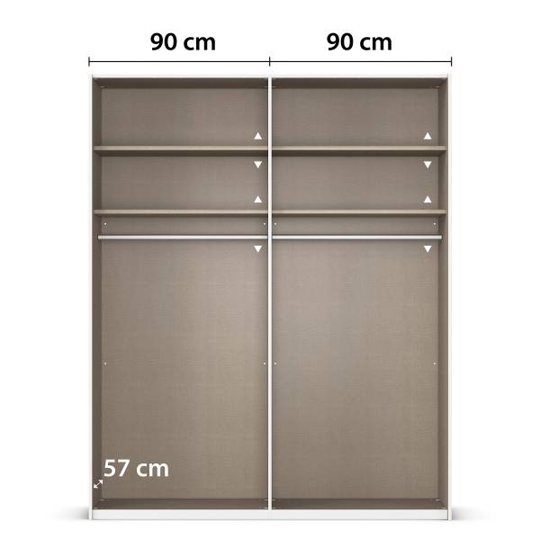 Schwebetürenschrank Scale mit Glas Matt Fango - Breite: 181 cm