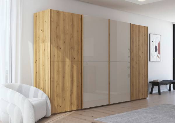 Schwebetürenschrank Scale mit Glas Kaschmir - Breite: 360 cm