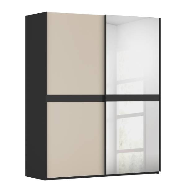 Armoire verre mat Scale Noir / Cachemire - Largeur : 181 cm - Avec portes miroir