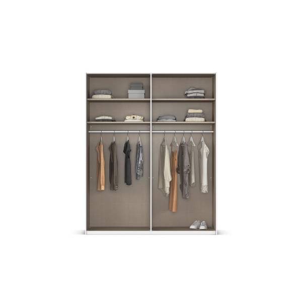 Armoire verre mat Scale Noir / Cachemire - Largeur : 181 cm - Avec portes miroir