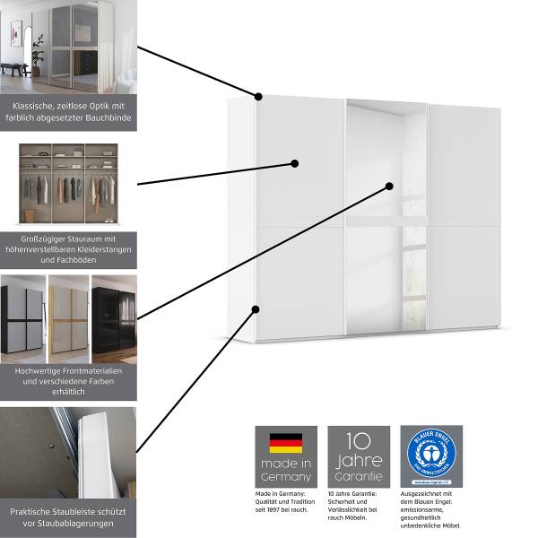 Armoire verre mat Scale Noir / Cachemire - Largeur : 181 cm - Avec portes miroir
