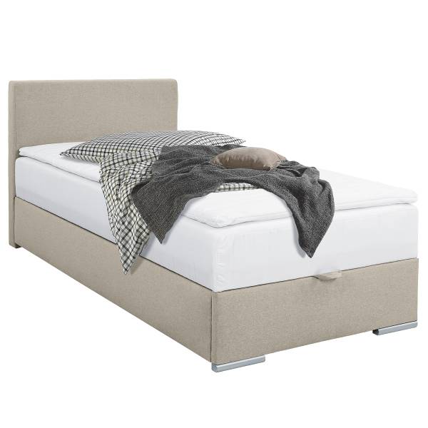 Boxspringbett Randas Webstoff Cortina: Taupe - 100 x 200cm